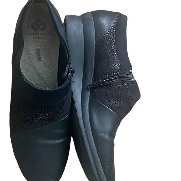 CLARKS CLOUDSTEPPERS Sillian Paz BLACK LOAFERS SLIP ONS WALKING  SZ 9 - Picture 5 of 9